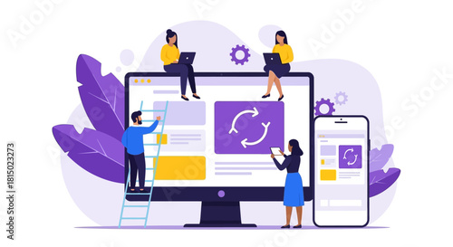 Team Developing Responsive Website Design for Multiple Devices.