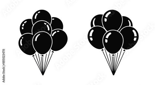 Two clusters of black balloons a simple graphic illustration