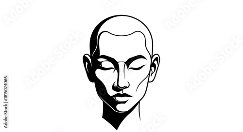 Stylized illustration of a persons head with closed eyes.
