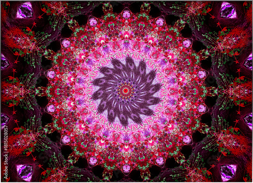 Fotografie A mandala of dazzling intricacy radiates from within, its luminous colors casting a spell of symmetry