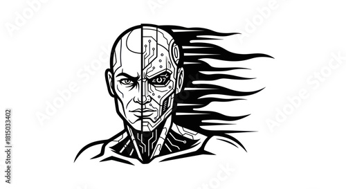 Man and Robot Face Fusion.