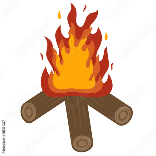 Illustration of a Burning Campfire With Logs
