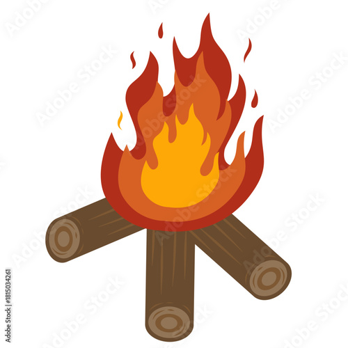 Illustration of a Burning Campfire With Logs