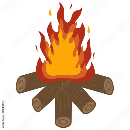 Illustration of a Burning Campfire With Logs