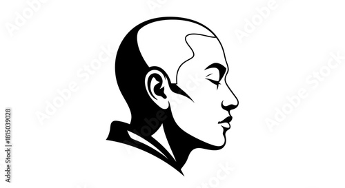 Contemplative profile of a person with closed eyes serene and peaceful.