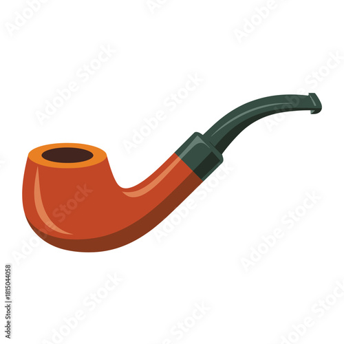 Illustration of a brown smoking pipe with a green stem, isolated on, perfect for vintage designs, posters, and advertisements