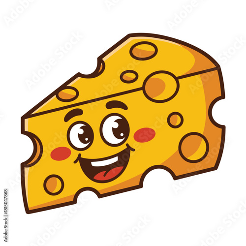Cheerful cheese cartoon isolated on, a delightful illustration of dairy goodness, perfect for foodrelated projects, childrens books, and adding a touch of fun