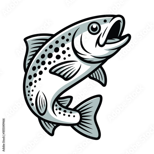 Dynamic illustration of a trout fish jumping, isolated on, perfect for fishing, wildlife, and outdoor themed designs