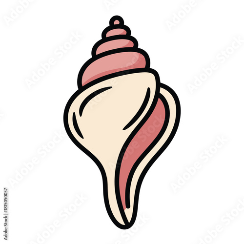 Elegant seashell isolated on, showcasing its intricate spiral structure and delicate pink hues, perfect for coastal decor, marine biology, or artistic projects