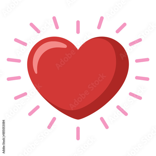 A red heart with a pink glow isolated on, symbolizing love, affection, and positive emotions in a simple and charming design