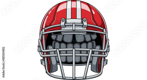 Red Football Helmet with Teeth Illustration.