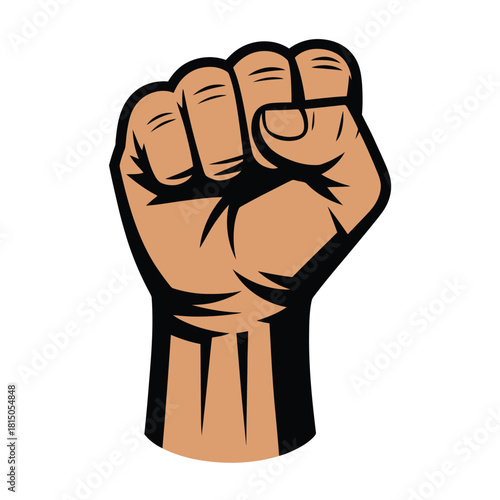 Illustration of a raised fist isolated on, symbolizing strength, solidarity, and resistance, a powerful symbol of unity and determination