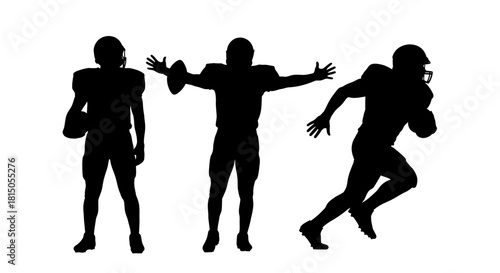 Silhouetted American Football Players in Action - A Dynamic Trio.