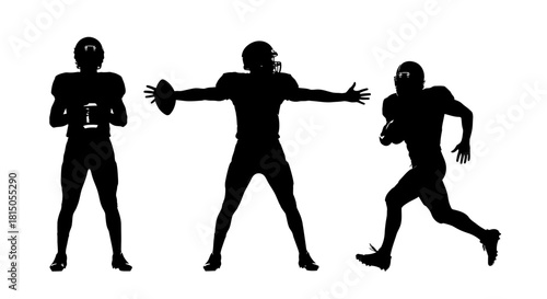 Silhouetted American Football Players in Action.