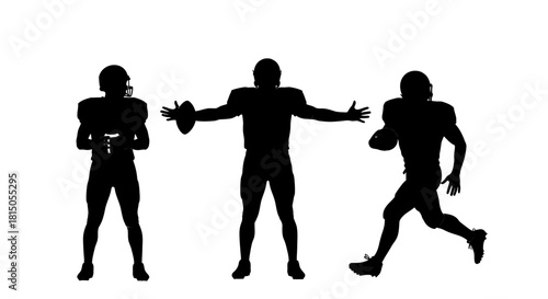 Silhouetted American Football Players in Action - A Dynamic Trio.