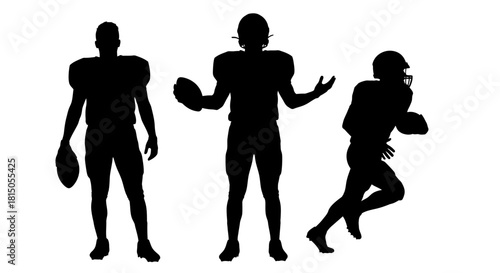 Silhouetted American Football Players in Action.