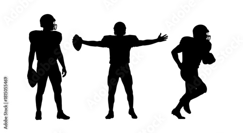 Silhouettes of American Football Players in Action.