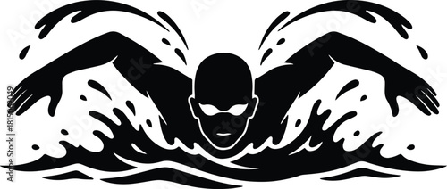 Stylish Silhouette of a Swimmer.