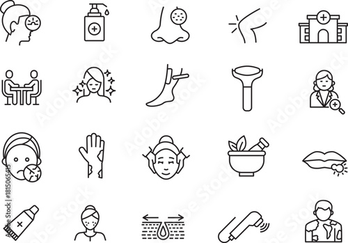 Dermatology Health Skin Care and Beauty Treatment Illustration Collection Cosmetic Surgery Skin Issues Healthcare Design