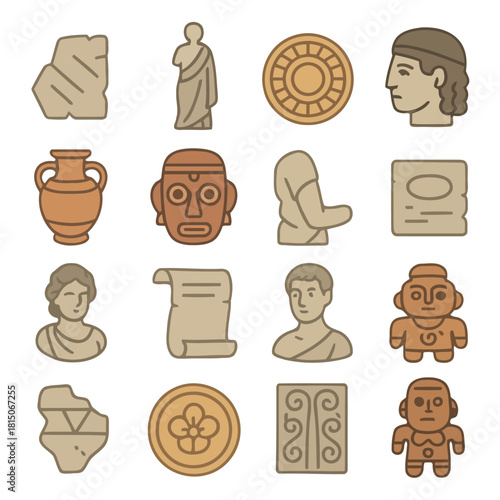 Ancient Artifacts: A curated collection of aged artifacts, symbolizing the rich history and cultural heritage of civilizations. This image evokes a sense of exploration, discovery.