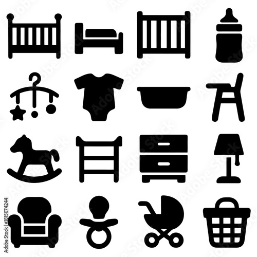 Icons of the Baby Essentials: A curated collection of essential icons representing the key items required for infants