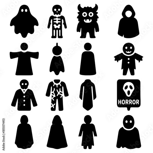 Spooky Costume Silhouette Collection: a collection of silhouettes of halloween costume. Capturing the spirit of halloween!