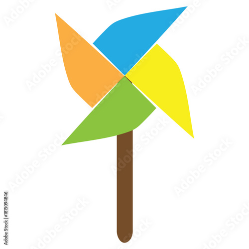 Cute Hand Drawn Pinwheel Toy Vector Illustration