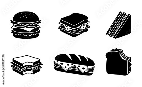 sandwich silhouette set, isolated background