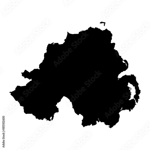Northern Ireland Map - black World Map International vector template with High detailed isolated on white background - Vector