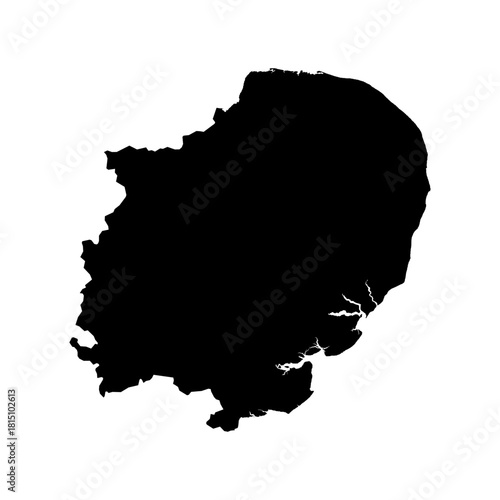 East of England Map - black World Map International vector template with High detailed isolated on white background - Vector