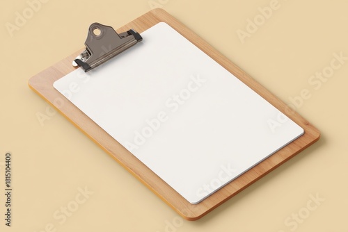 Clipboard Blank Paper Wood Clip Top View Mockup