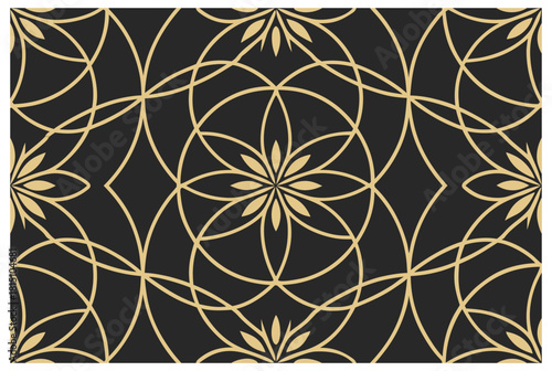 Luxury Black and White Floral Pattern | Stylish Geometric Tile Design for Fabric, Interior, Wallpaper, and Fashion | Classic Digital Texture with Ornamental Aesthetic and Sophisticated Elegance