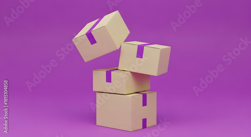 Balancing act of cardboard parcels for distribution