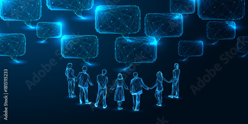 AI-driven human connection in digital society futuristic concept vector illustration