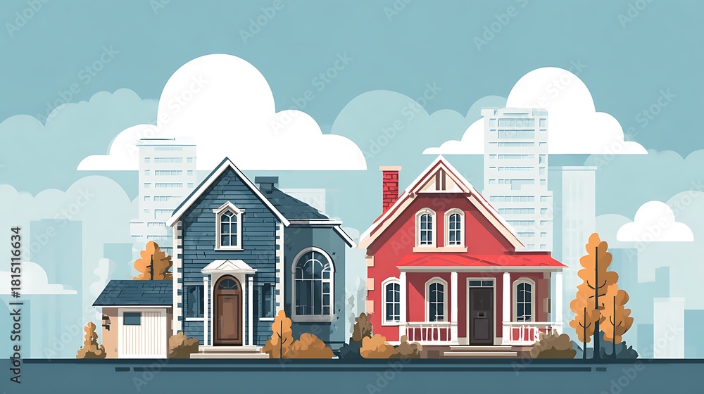 Obraz premium vector real estate concept in flat style.