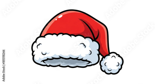 Vector Santa hat with exaggerated fluffy textures, playful style.