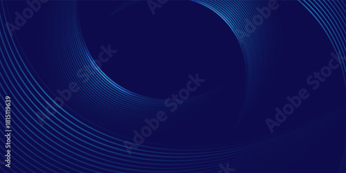 Abstract blue background with glowing curved lines. Shiny blue swirl curve lines design. Spiral lines. Geometric oval pattern. Futuristic technology concept. Vector illustration