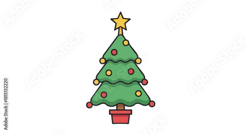Mini Christmas tree with colorful ornaments and star on top  