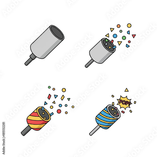 Confetti Poppers in Various Stages of Celebration.