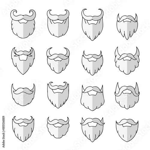 Collection of Various Beard Styles in Vector Format.