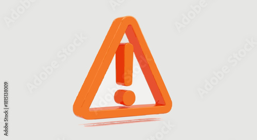 Modern Isometric Orange Triangle Exclamation Mark Hazard Warning Sign Icon