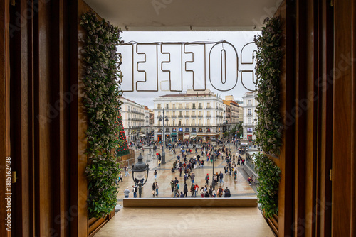 Coffee bar interior view of puerta del sol, madrid