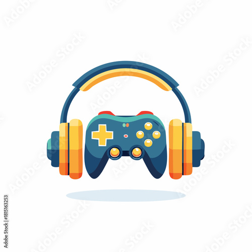 Colorful Gaming Controller and Headphones Illustration.