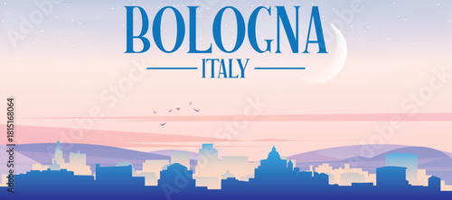 Generic city skyline panorama poster of BOLOGNA, ITALY