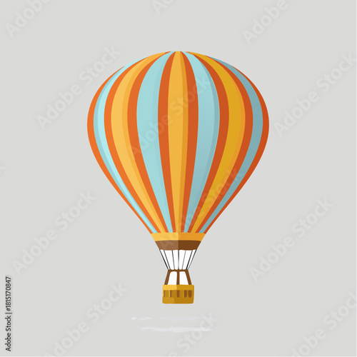 Colorful Striped Hot Air Balloon Illustration on Gray Background.
