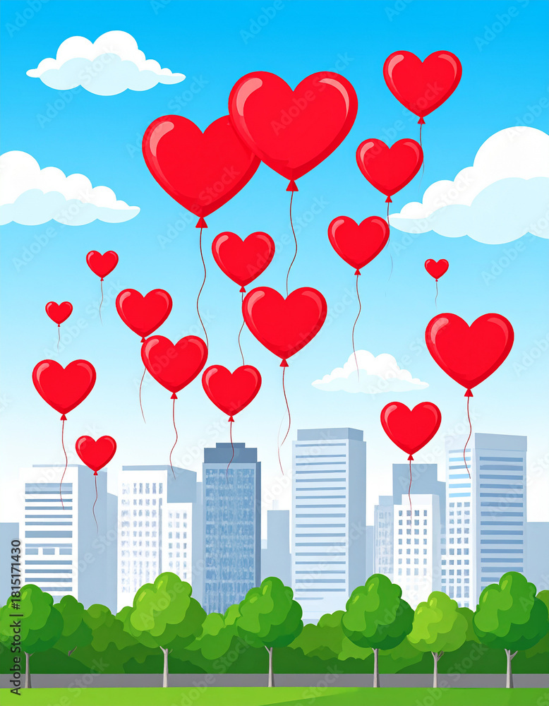 Naklejka premium heart shaped balloons