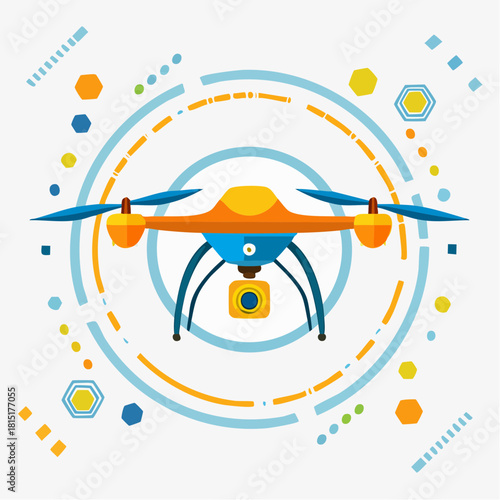 Colorful Vector Illustration of a Modern Drone.