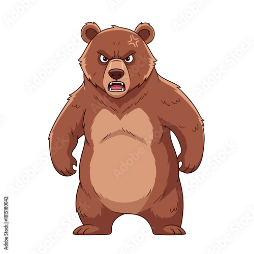 angry brown bear cartoon character