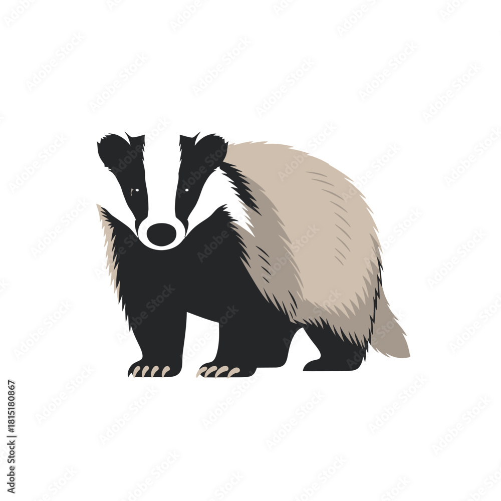 Obraz premium Cute badger illustration with distinctive white stripes