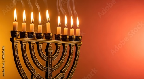 Illuminated menorah creating a warm ambiance for a festive hanukkah celebration